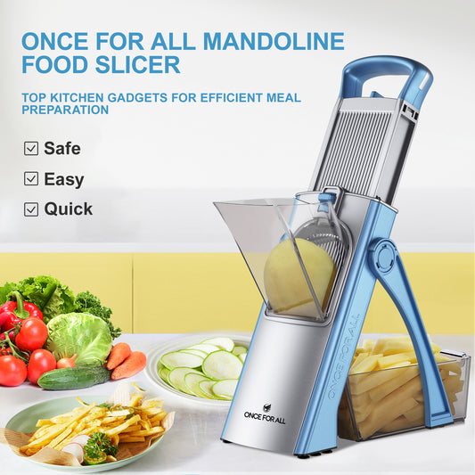 ONCE FOR ALL Vegetable Slicer, Manual Food Chopper, Julienne, Dice, Slice & Chop, Safe Kitchen Gadget, Dishwasher Safe, Easy Meal Prep for Fruits & Veggies