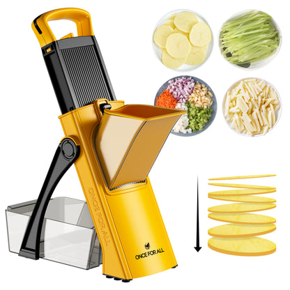 ONCE FOR ALL Vegetable Slicer, Manual Food Chopper, Julienne, Dice, Slice & Chop, Safe Kitchen Gadget, Dishwasher Safe, Easy Meal Prep for Fruits & Veggies
