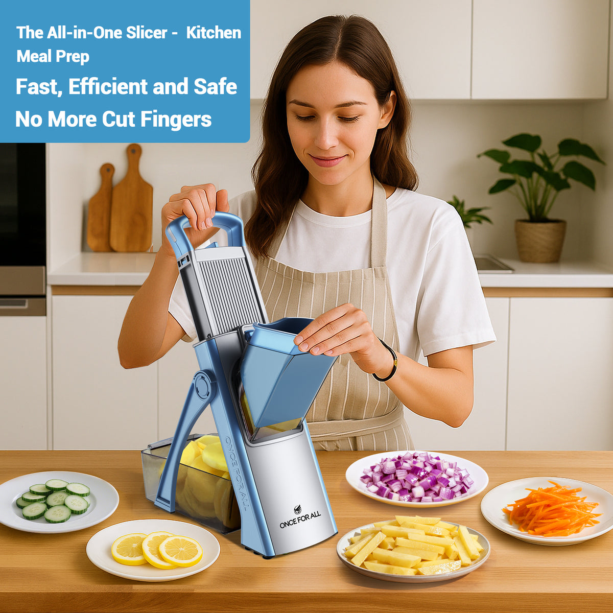 Mandoline Slicer for Vegetables Fruits, Adjustable Thickness Stainless Steel Food Cutter & Chopper, Safe and Quick Meal Preparation