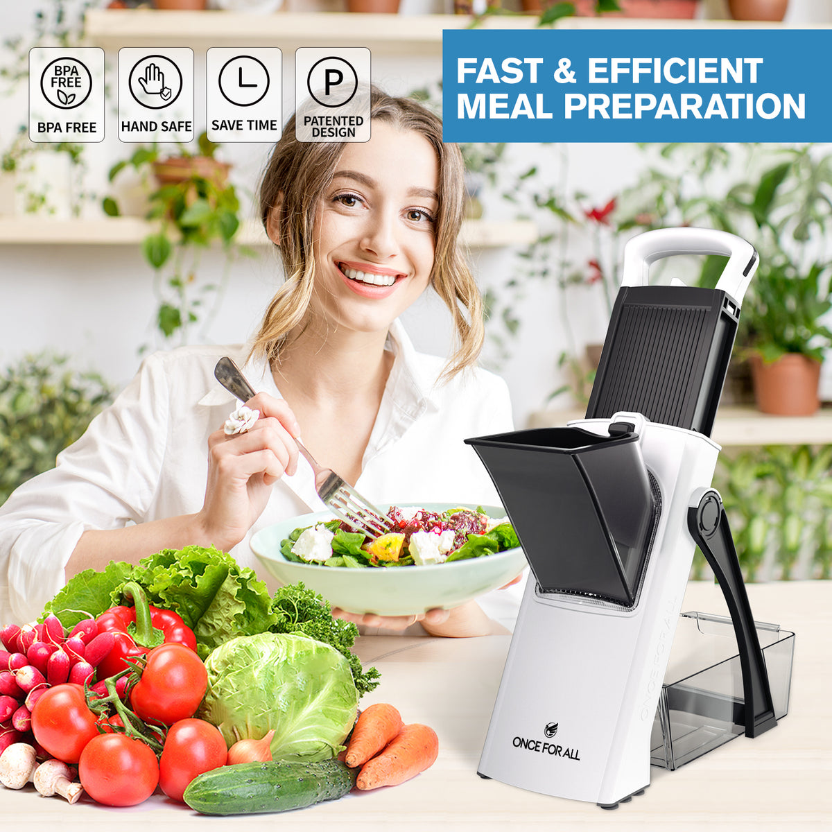 Mandoline Slicer Vegetable Cutter & Food Chopper,Quick & Easy Meal Prep Tool