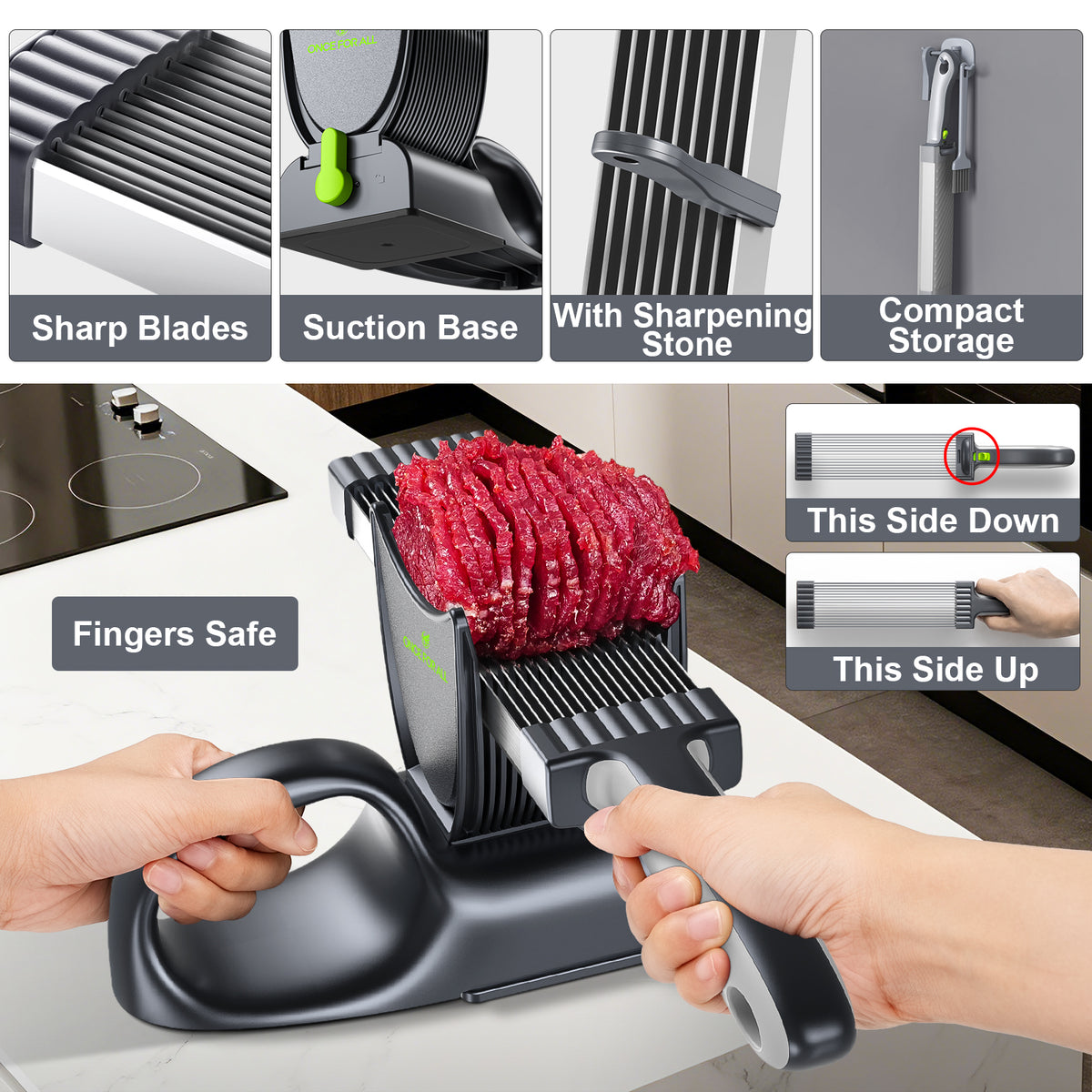 Precision Meat Slicer, Safe Adjustable Food Shredder & Cutter